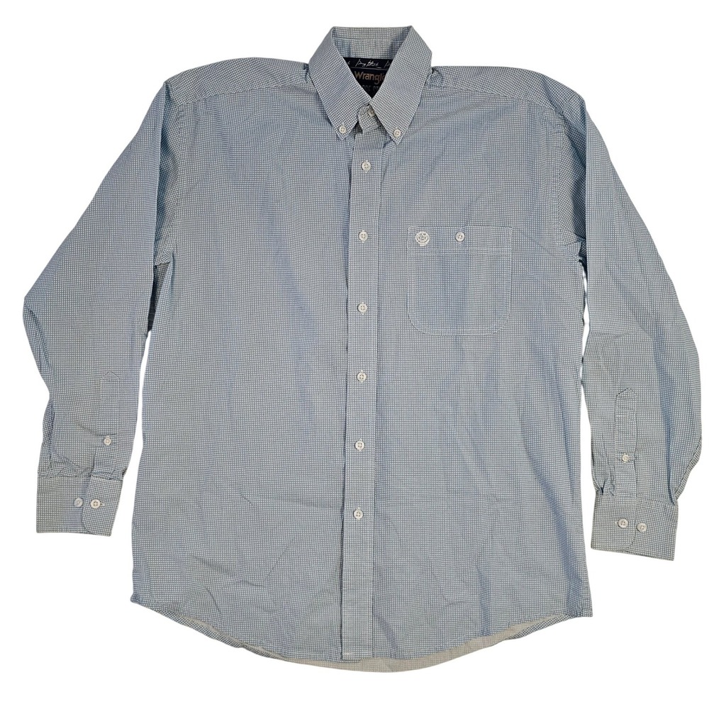 Wrangler George Strait Collection Mens Blue Geometric Button Down Shirt MGS1014
